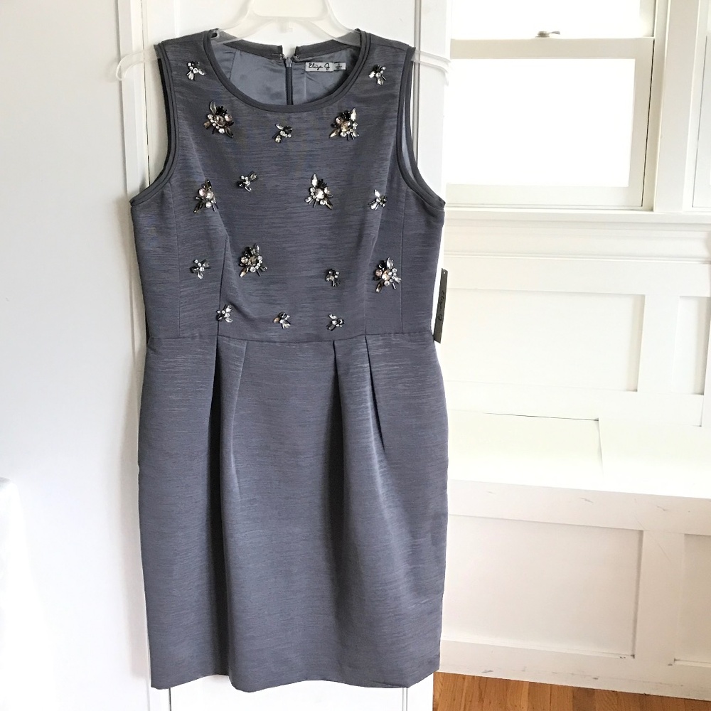 ELIZA J Sleeveless Cocktail Dress Holiday Evening Beaded Plus Size 14 NWT